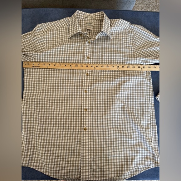 L.L. Bean Mens Brown Plaid Long Sleeve Collared Button Down Shirt SZ LG Reg - Picture 7 of 8